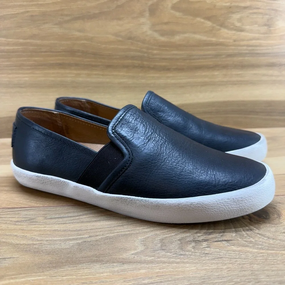Frye Dylan Black Leather Slip On‎ Womens 7 M Low Top Sneakers